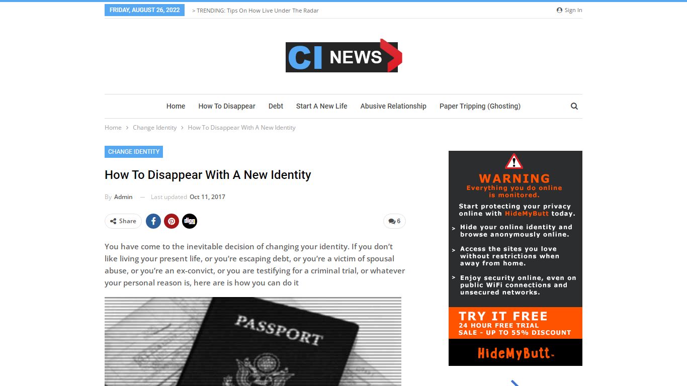 How To Disappear With A New Identity – Change Identity News